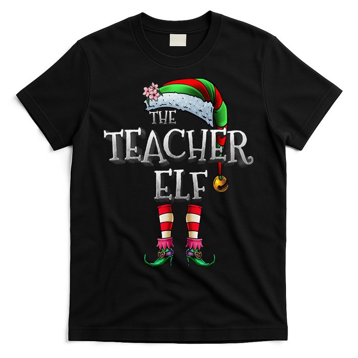 The Teacher Elf Matching Family Funny Christmas Elf T-Shirt