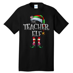 The Teacher Elf Matching Family Funny Christmas Elf Tall T-Shirt