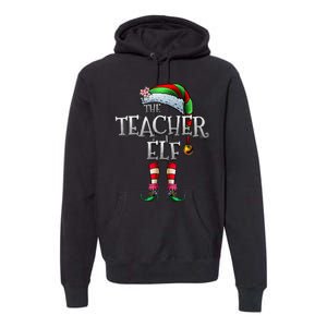 The Teacher Elf Matching Family Funny Christmas Elf Premium Hoodie