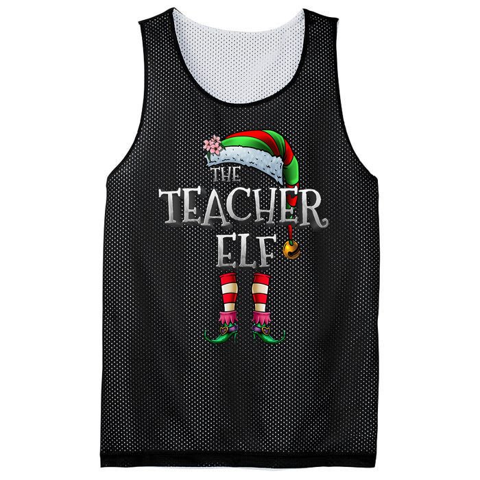 The Teacher Elf Matching Family Funny Christmas Elf Mesh Reversible Basketball Jersey Tank