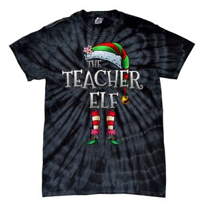 The Teacher Elf Matching Family Funny Christmas Elf Tie-Dye T-Shirt