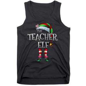 The Teacher Elf Matching Family Funny Christmas Elf Tank Top