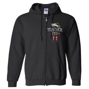 The Teacher Elf Matching Family Funny Christmas Elf Full Zip Hoodie