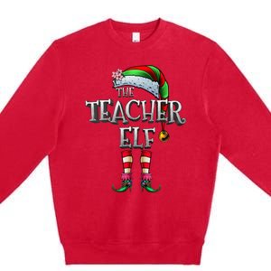 The Teacher Elf Matching Family Funny Christmas Elf Premium Crewneck Sweatshirt