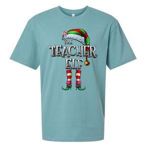 The Teacher Elf Matching Family Funny Christmas Elf Sueded Cloud Jersey T-Shirt