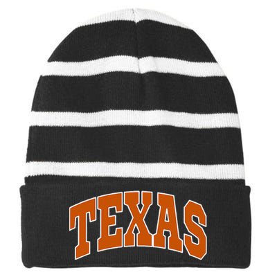 Texas Striped Beanie with Solid Band