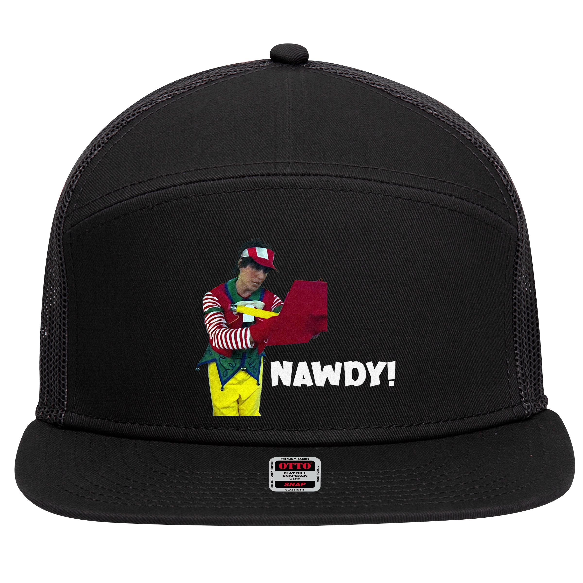 Tally The Elf Nawdy! Innocent Funny Christmas Holiday 7 Panel Mesh Trucker Snapback Hat
