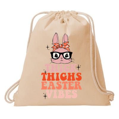 Thick Thighs Easter Vibes Bunny Spring Season Drawstring Bag