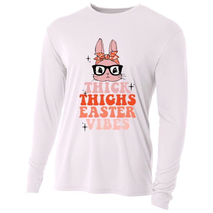 Thick Thighs Easter Vibes Bunny Spring Season Cooling Performance Long Sleeve Crew