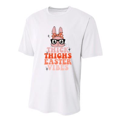 Thick Thighs Easter Vibes Bunny Spring Season Youth Performance Sprint T-Shirt