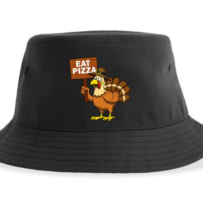 Thanksgiving Turkey Eat Pizza Funny Thanksgiving Sustainable Bucket Hat