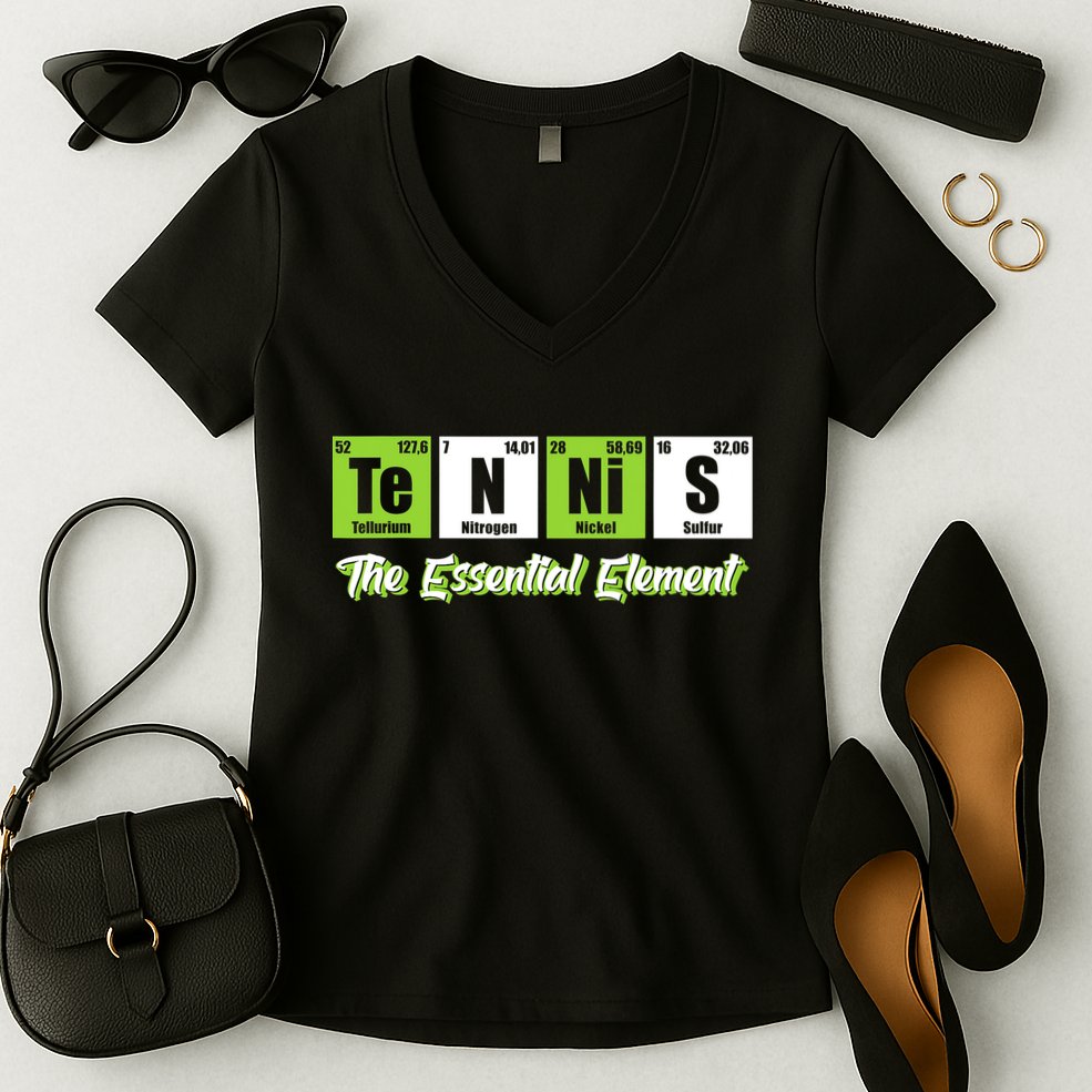 Tennis The Essential Element Funny Love Tennis Women's V-Neck T-Shirt