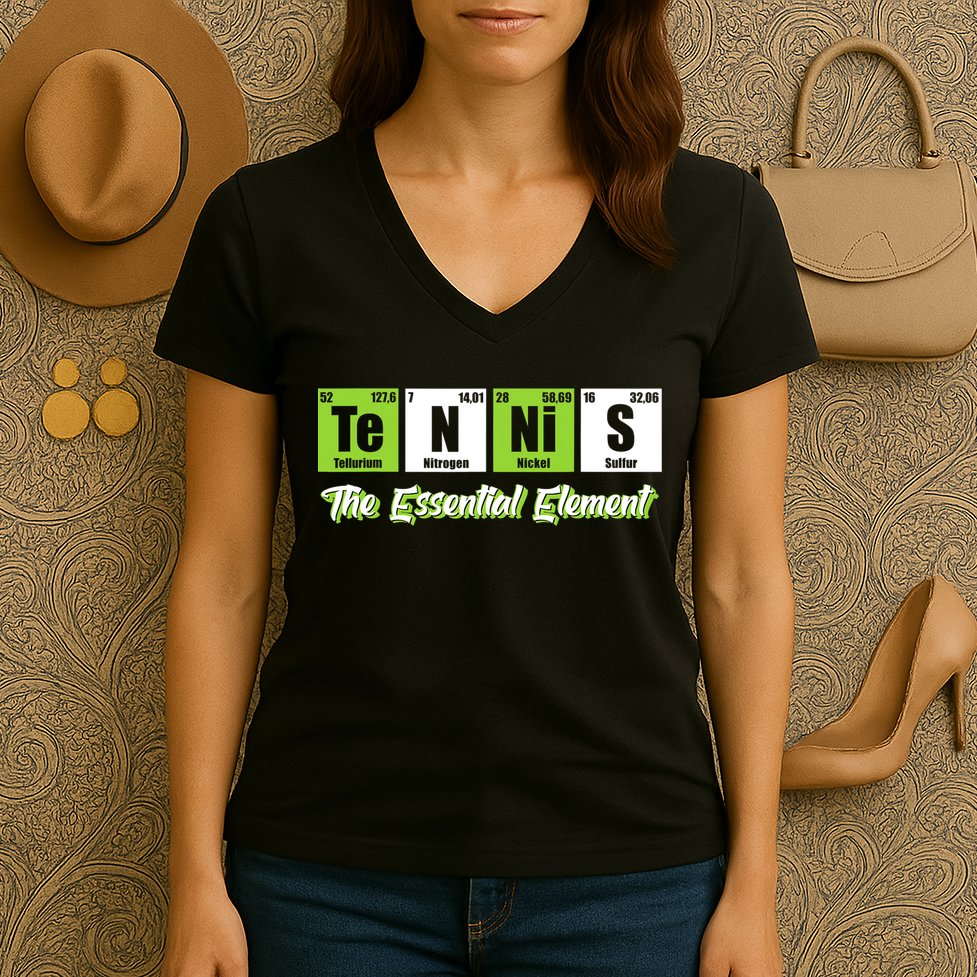 Tennis The Essential Element Funny Love Tennis Women's V-Neck T-Shirt