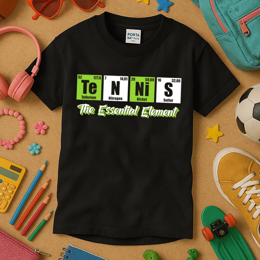 Tennis The Essential Element Funny Love Tennis Kids T-Shirt