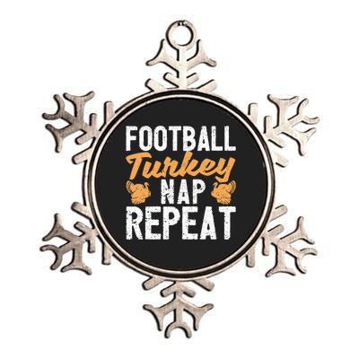 Thanksgiving Thankful Eat Sleep Football Turkey Nap Repeat Metallic Star Ornament