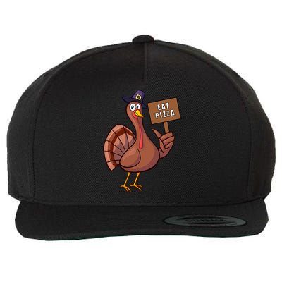 Thanksgiving Turkey Eat Pizza Thankful Gobble Design Outfit Great Gift Wool Snapback Cap