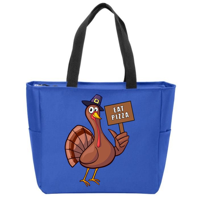 Thanksgiving Turkey Eat Pizza Thankful Gobble Design Outfit Great Gift Zip Tote Bag