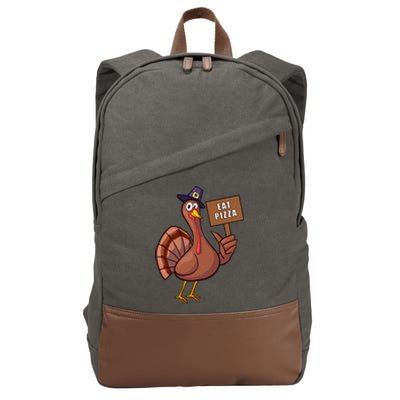 Thanksgiving Turkey Eat Pizza Thankful Gobble Design Outfit Great Gift Cotton Canvas Backpack