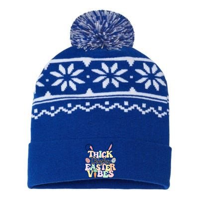 Thick Thighs Easter Vibes Retro Easter Day Gift USA-Made Snowflake Beanie