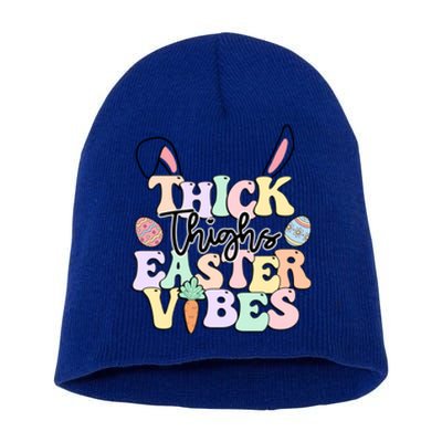 Thick Thighs Easter Vibes Retro Easter Day Gift Short Acrylic Beanie