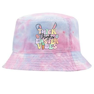 Thick Thighs Easter Vibes Retro Easter Day Gift Tie-Dyed Bucket Hat