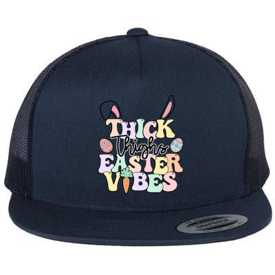 Thick Thighs Easter Vibes Retro Easter Day Gift Flat Bill Trucker Hat