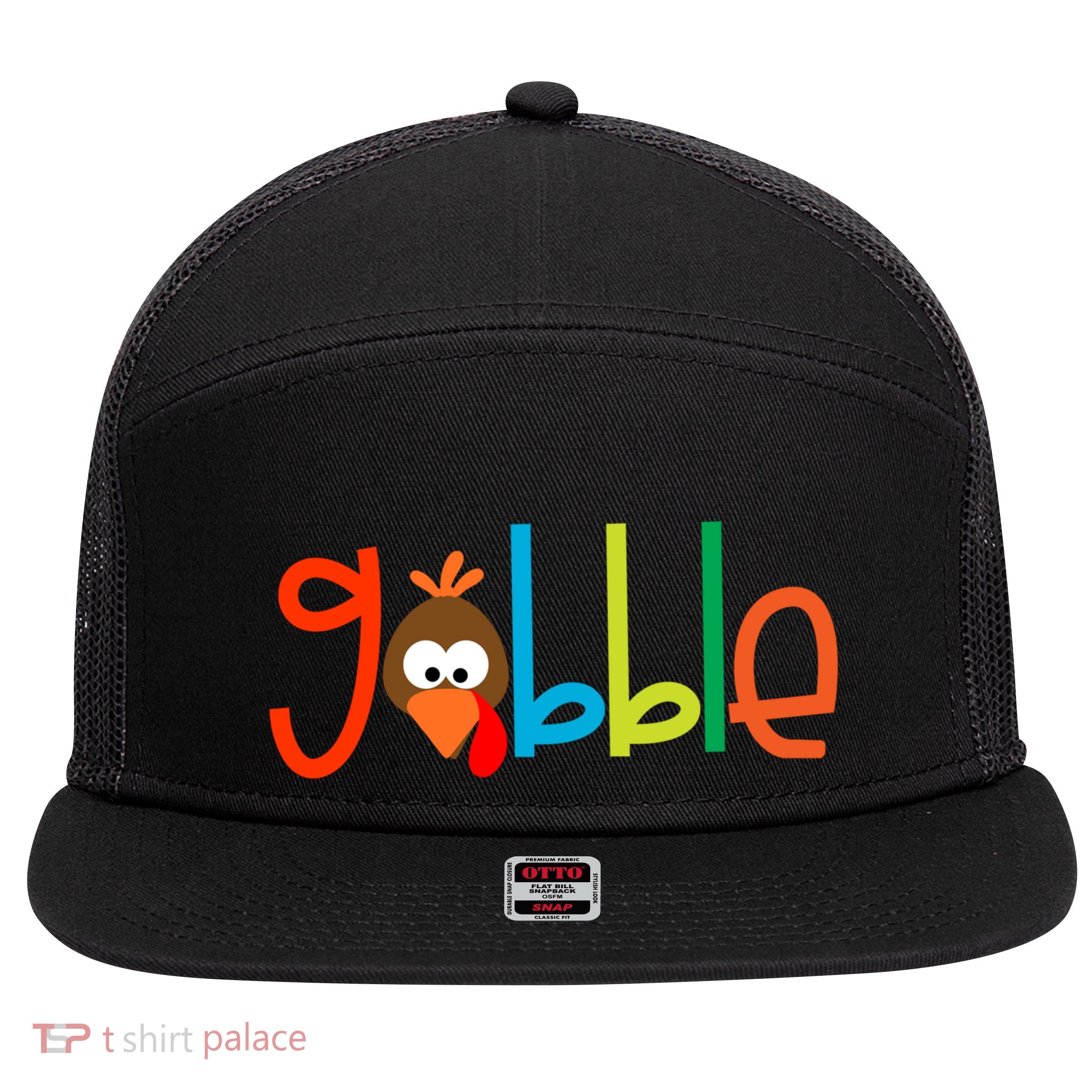 Thanksgiving Turkey Face Turkey Day Gobble Gift 7 Panel Mesh Trucker Snapback Hat