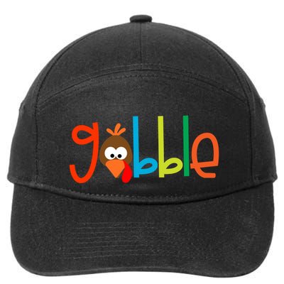 Thanksgiving Turkey Face Turkey Day Gobble Gift 7-Panel Snapback Hat