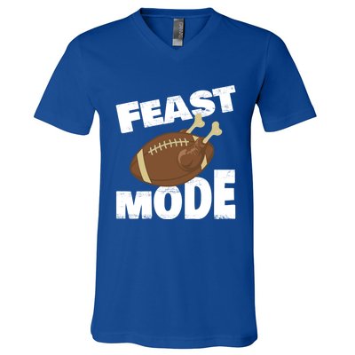 Thanksgiving Turkey Feast Mode Football Family Day Holiday Gift V-Neck T-Shirt