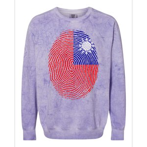 Taiwan Taiwanese Flag Dna Fingerprint Funny Gift Colorblast Crewneck Sweatshirt