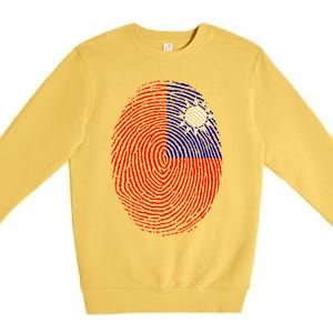 Taiwan Taiwanese Flag Dna Fingerprint Funny Gift Premium Crewneck Sweatshirt