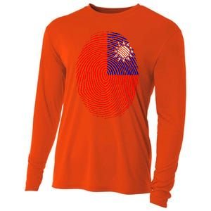 Taiwan Taiwanese Flag Dna Fingerprint Funny Gift Cooling Performance Long Sleeve Crew