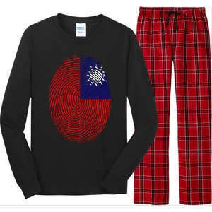 Taiwan Taiwanese Flag Dna Fingerprint Funny Gift Long Sleeve Pajama Set