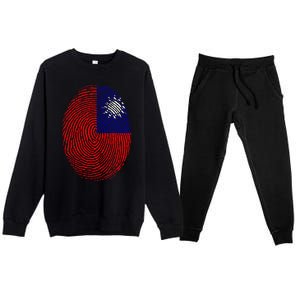 Taiwan Taiwanese Flag Dna Fingerprint Funny Gift Premium Crewneck Sweatsuit Set