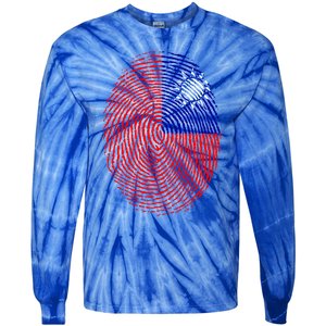 Taiwan Taiwanese Flag Dna Fingerprint Funny Gift Tie-Dye Long Sleeve Shirt