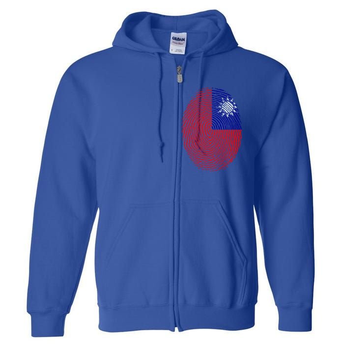 Taiwan Taiwanese Flag Dna Fingerprint Funny Gift Full Zip Hoodie