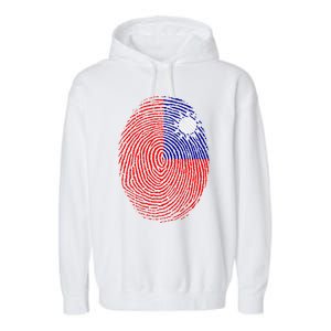 Taiwan Taiwanese Flag Dna Fingerprint Funny Gift Garment-Dyed Fleece Hoodie