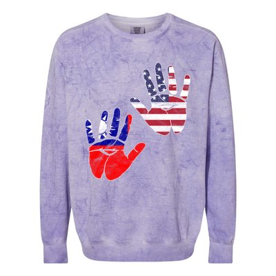 Taiwan Taiwanese Flag Proud America Hands Dna Mix Breed Meaningful Gift Colorblast Crewneck Sweatshirt