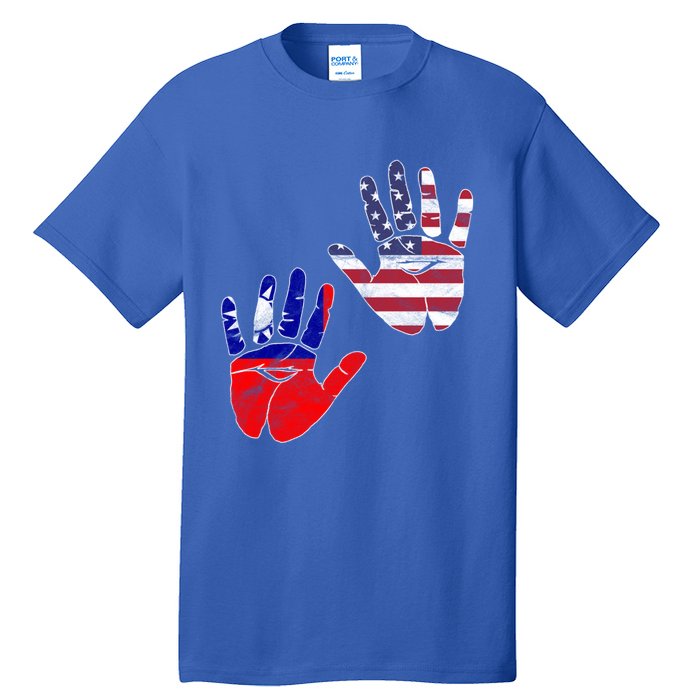 Taiwan Taiwanese Flag Proud America Hands Dna Mix Breed Meaningful Gift Tall T-Shirt