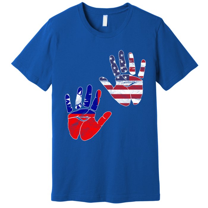 Taiwan Taiwanese Flag Proud America Hands Dna Mix Breed Meaningful Gift Premium T-Shirt