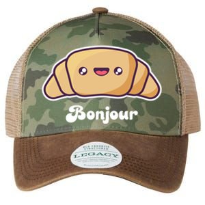 Trip To France Cute French Gift Bonjour Croissant Funny Gift Legacy Tie Dye Trucker Hat