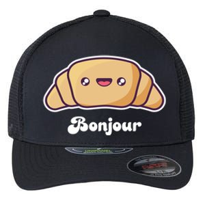 Trip To France Cute French Gift Bonjour Croissant Funny Gift Flexfit Unipanel Trucker Cap