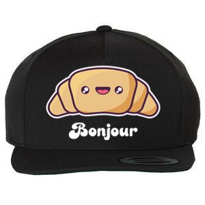 Trip To France Cute French Gift Bonjour Croissant Funny Gift Wool Snapback Cap