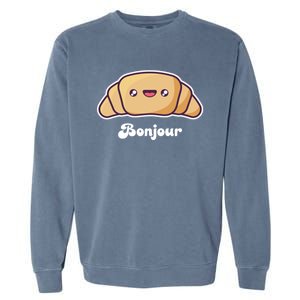 Trip To France Cute French Gift Bonjour Croissant Funny Gift Garment-Dyed Sweatshirt