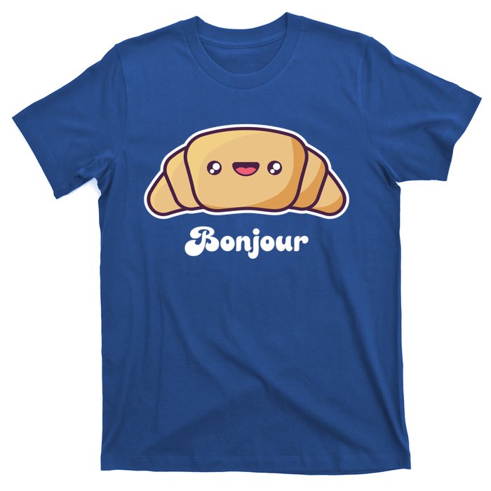 Trip To France Cute French Gift Bonjour Croissant Funny Gift T-Shirt