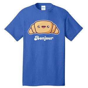 Trip To France Cute French Gift Bonjour Croissant Funny Gift Tall T-Shirt