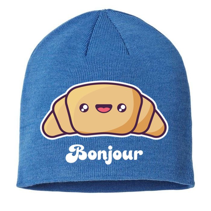 Trip To France Cute French Gift Bonjour Croissant Funny Gift Sustainable Beanie