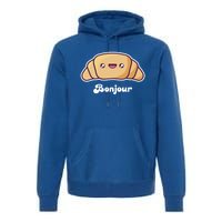 Trip To France Cute French Gift Bonjour Croissant Funny Gift Premium Hoodie