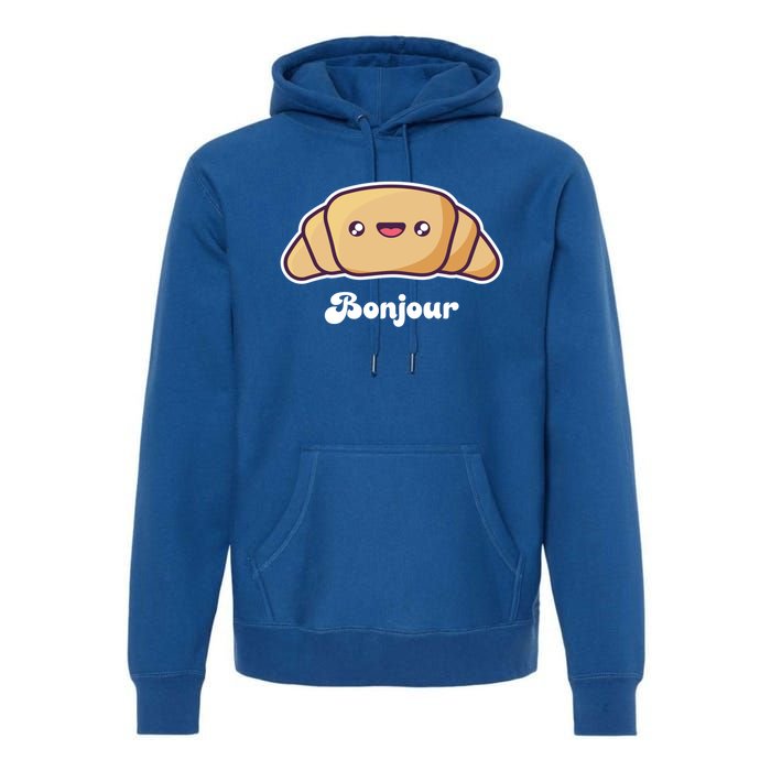 Trip To France Cute French Gift Bonjour Croissant Funny Gift Premium Hoodie