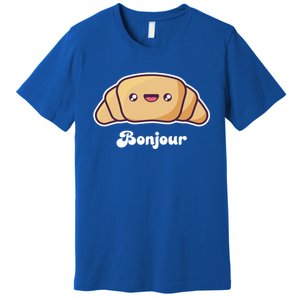 Trip To France Cute French Gift Bonjour Croissant Funny Gift Premium T-Shirt